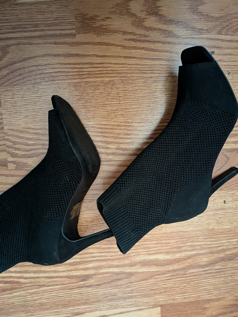 MIA Black Knit Sock Ankle Booties with Stiletto Heel
